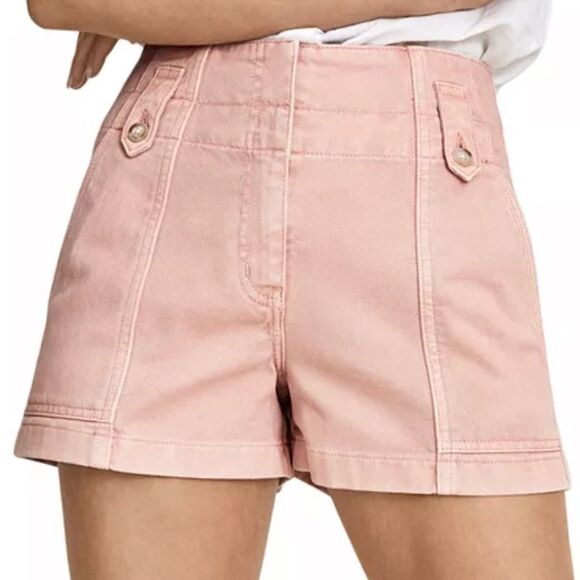 NEW Reiss pink washed mid rise denim shorts size 10 - Picture 6 of 9